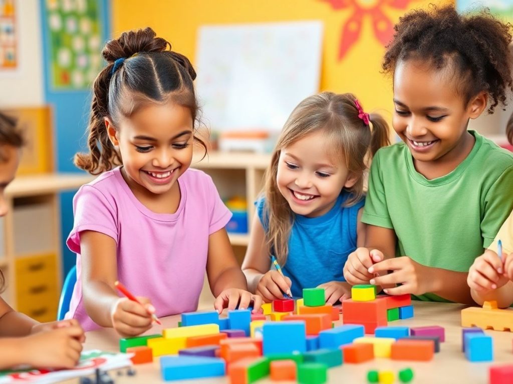 Copii care dezvoltă abilități prin jocuri educaționale.