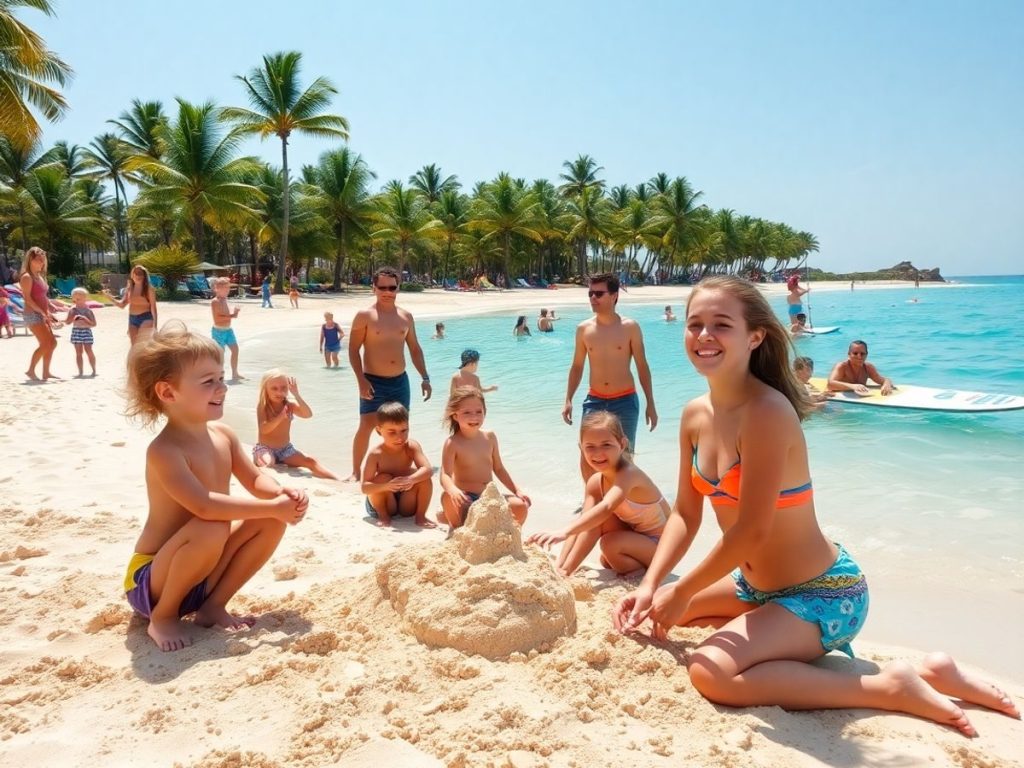 Oameni fericiți se bucură de activități de vară.